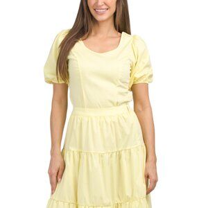 NICOLE MILLER Yellow Scoop Neck Top